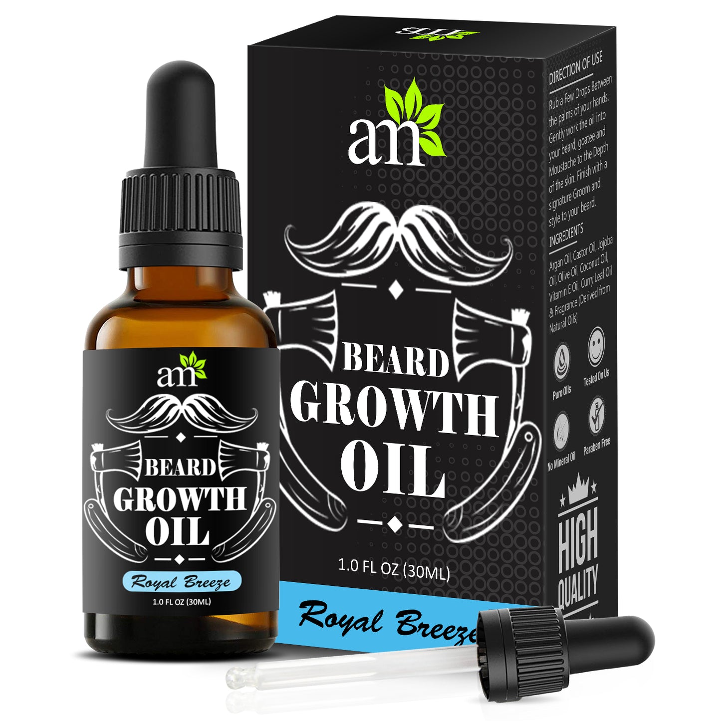 100% Natural Beard & Hair Growth Oil - Royal Breeze, 30ml