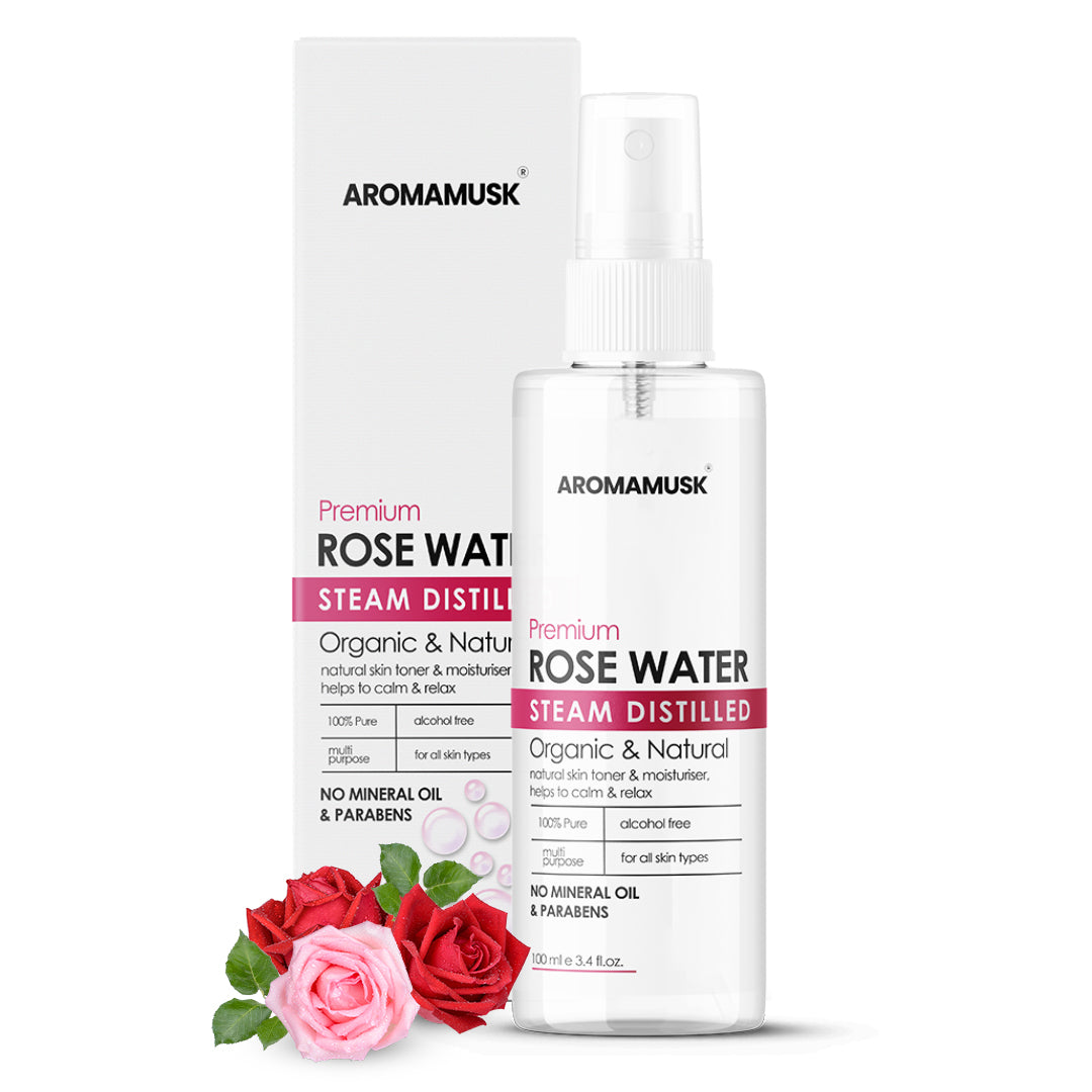 100% Organic & Natural Premium Rosewater For Face & Skin, 100ml (No Alcohol, Chemical & Paraben Free )