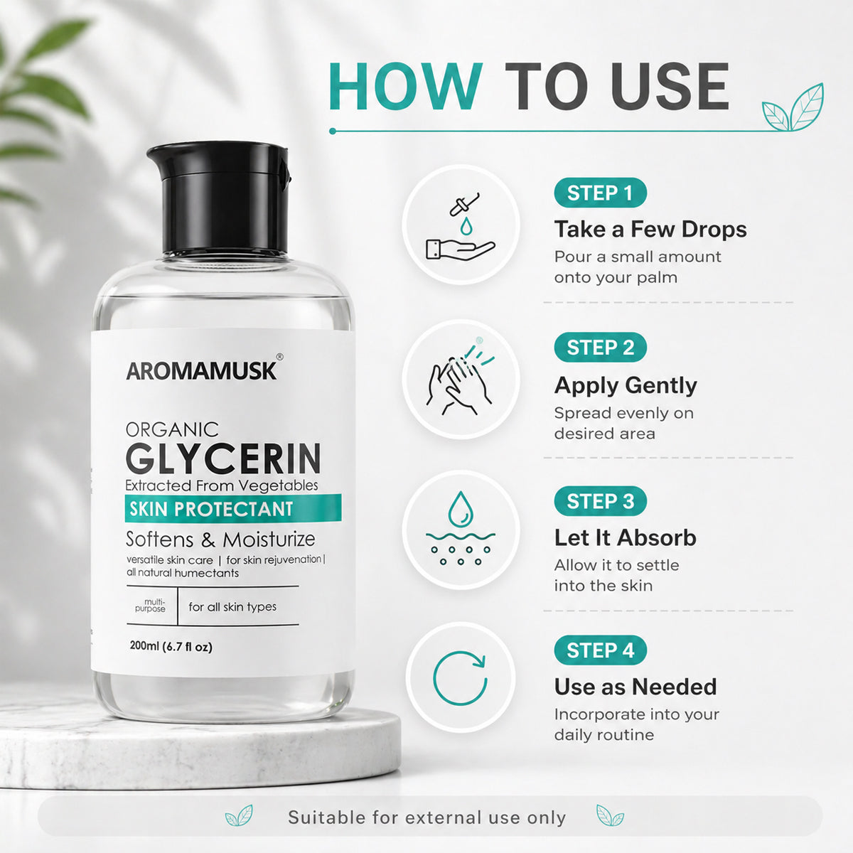 Organic And Pure Vegetable Glycerine For Face, 200ml
