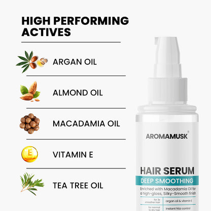 Hair Serum for Frizz-free, Smooth Hair, with Macadamia & Argan Oil & Vitamin E (50 ml)