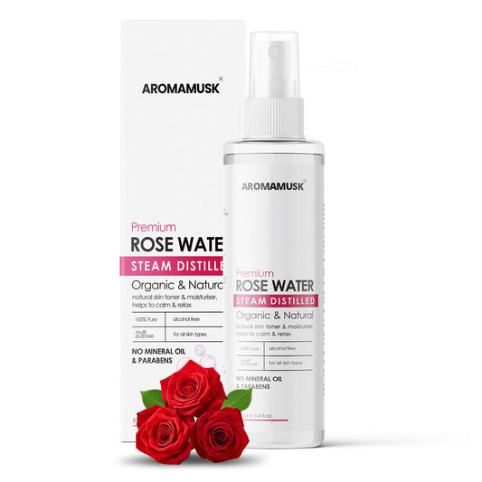 100% Organic & Natural Premium Rosewater For Face & Skin, 100ml (No Alcohol, Chemical & Paraben Free )