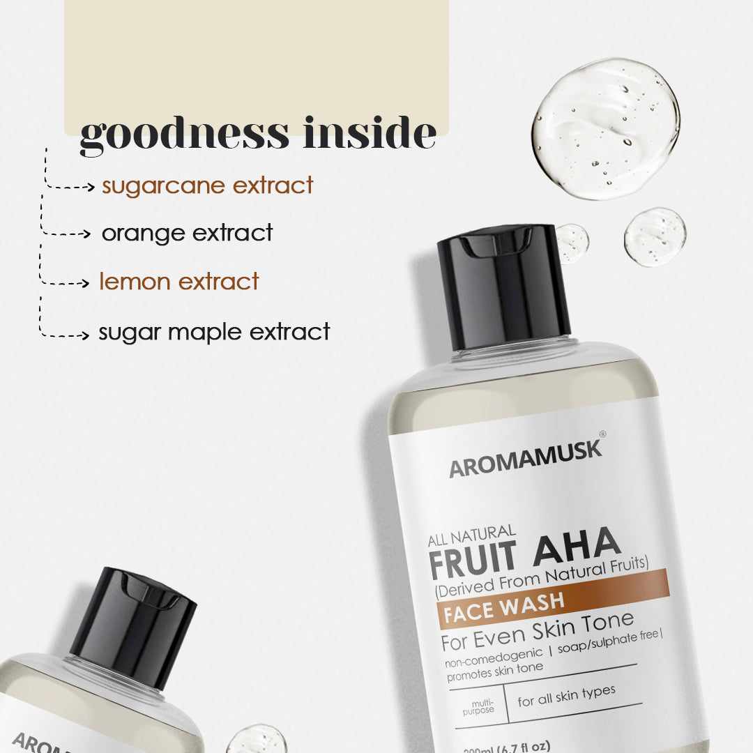 Fruit AHA Face Wash for Skin Brightening, 200ml | Soap Free, No SLS, Parabens, Harsh Chemicals